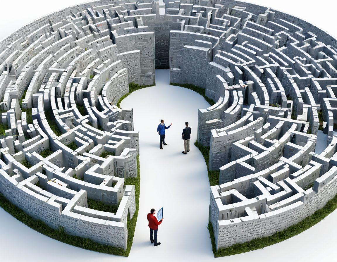 A confused person looking at a complicated maze made of insurance documents and forms, with a bright signpost labeled 'Affordable Coverage' guiding them. Surround the maze with friendly insurance agents offering solutions, and add elements like calculators and smartphones to symbolize modern assistance. The scene is vibrant and engaging, embodying hope and clarity amidst confusion. super-realistic. vibrant colors. white background.